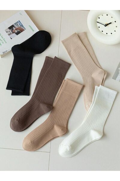 çorapmanya 5 Pairs Women's - Comfortable Ribbed Elasticless Multicolored Sleeping Socks