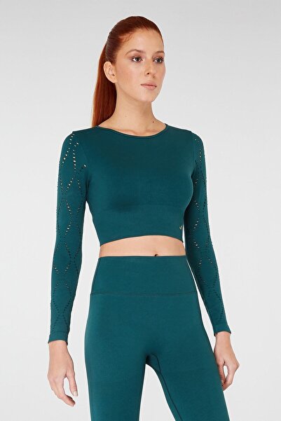 Jerf Crop Top verde Napoli - mânecă lungă, Econyl