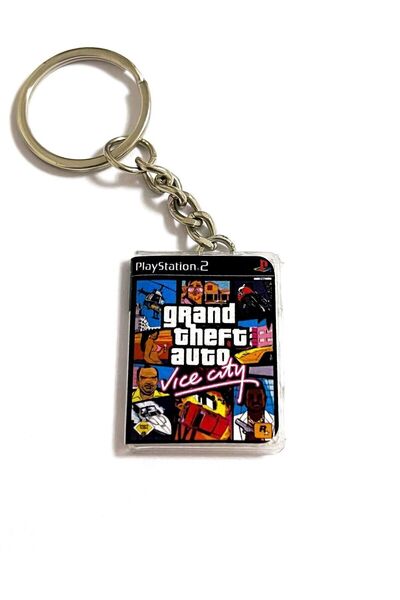 Cosmic Star سلسلة مفاتيح Gta Vice City Retro Miniature Ps2 Game Box
