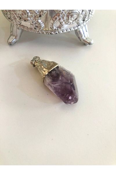 TÜKKAN ACCESSORİES Amethyst Stone Raw Necklace - Natural Stone Arm14