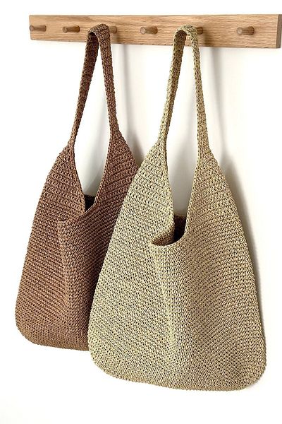 BECCASTYLE Straw Colored Shoulder Bag - Summer and Beach Bag, Handmade Knitted Bag