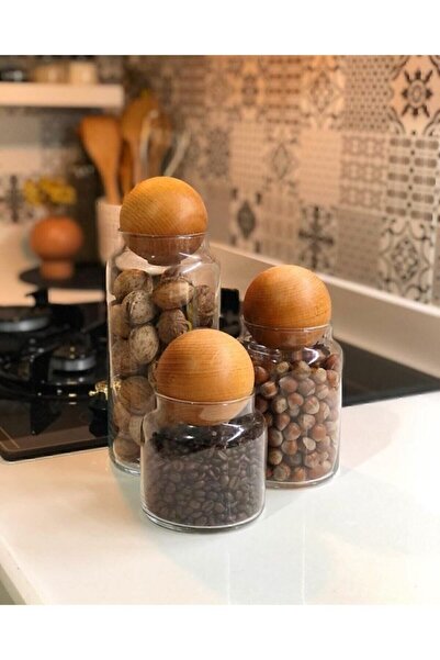 BYBALHOME 3lü Top Kapaklı Cam Kavanoz