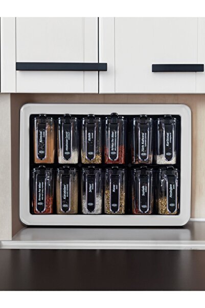 Rembox حامل توابل مكون من 12 قطعة - طقم مع ملعقة وغطاء، هدية ملصق