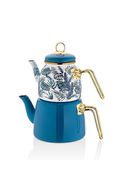 Bayev Elite Class Pmtl- 200801   - Blue Leaf Patterned Teapot
