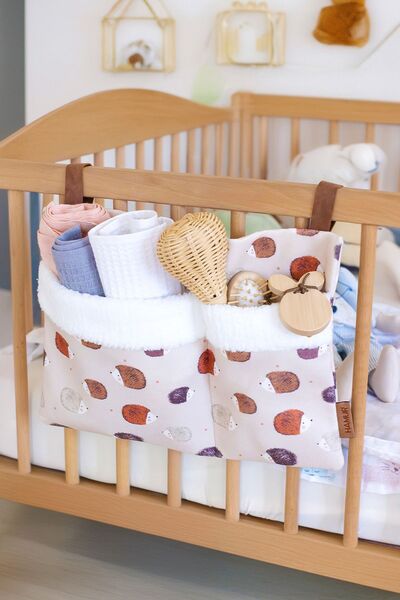 HAMUR Practical Hanging Organizer Baby Stroller Crib Edge Fluffy Organizer Urcin