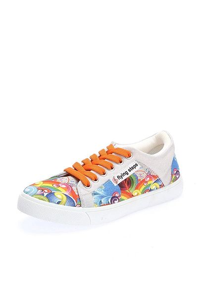 Flyingsteps Pantofi sport colorați cu talpă ortopedică cu șireturi de in de vară pentru femei
