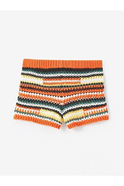 Dexia Ely - Örme Detaylı Beli Lastikli Kısa Şort - Çok Renkli