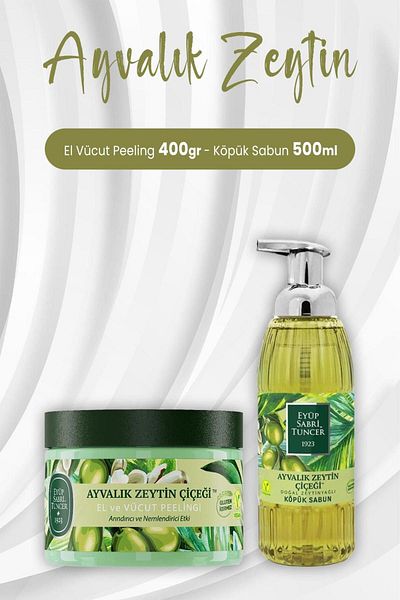 Eyüp Sabri Tuncer Ayvalık Olive Flower Peeling 400 g and Foam Soap 500 ml
