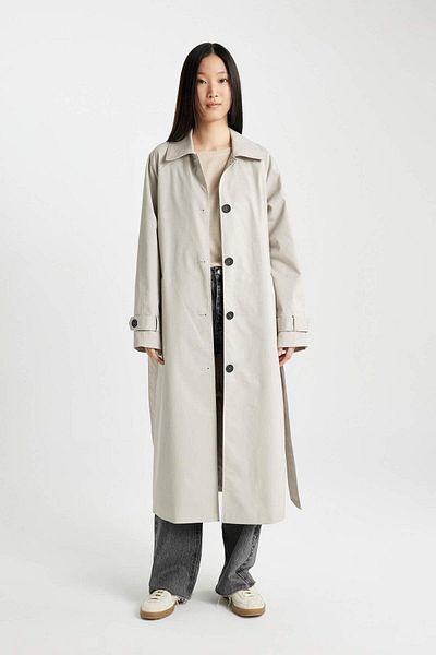 DeFacto Dfc - Regular Fit Long Belted Trench Coat