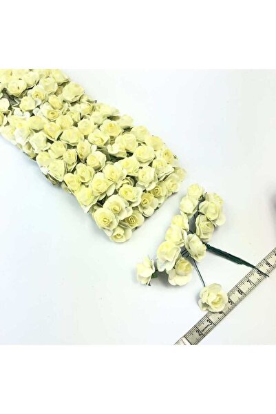 Nikah Şekeri Market Krem Kağıt Gül 144lü Kağıt Güller El Işi Süsleme Hobi Dek...