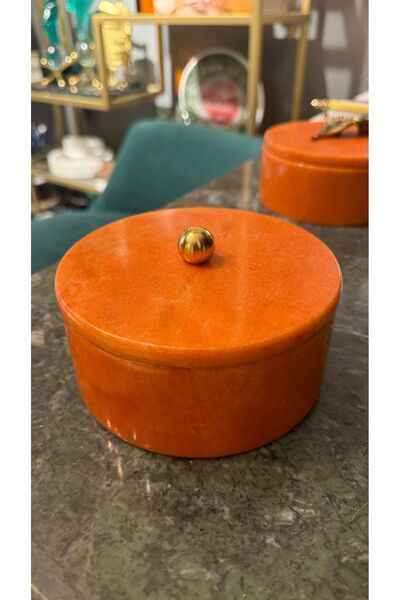 tuan design Turuncu Mermer Kutu Top Detay