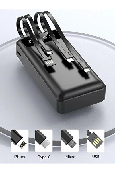M90 20.000 Mah Kendinden Kablolu Hızlı Powerbank Fenerli Ve Taşıma Aparatlı
