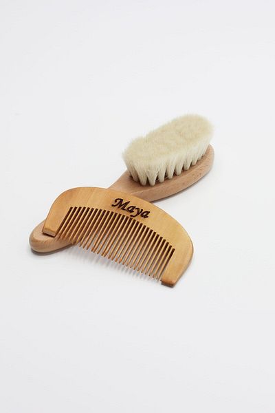proclis Children's Hair Brush, Children's Comb, Natural Goat Hair Brush Name Printable, Comb Gift 1 Piece