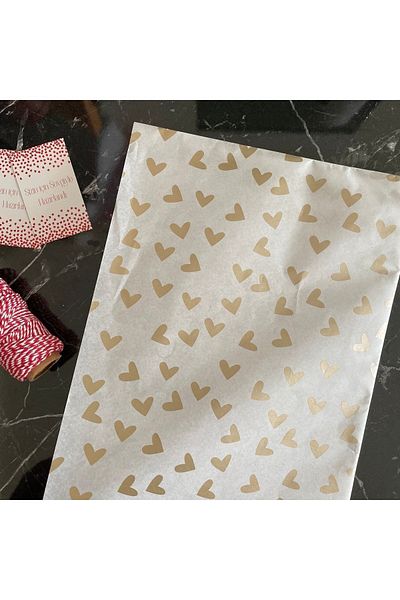 Hayal.kirtasiyesi Pelur Paper Gold Reflective Heart 50x70 Cm 10 Pieces
