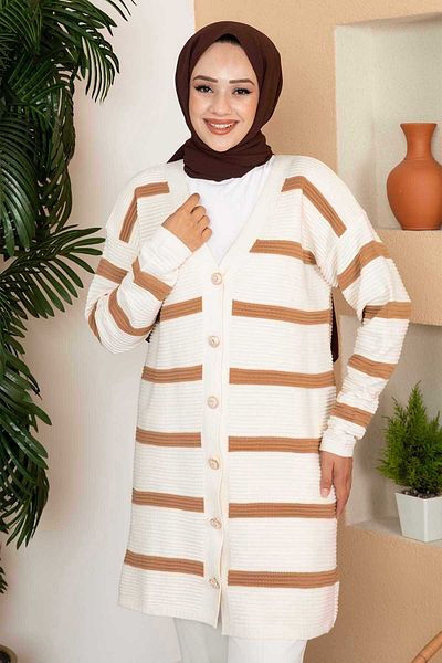 EBRUTESETTÜR Striped Button Detailed Knitwear Cardigan