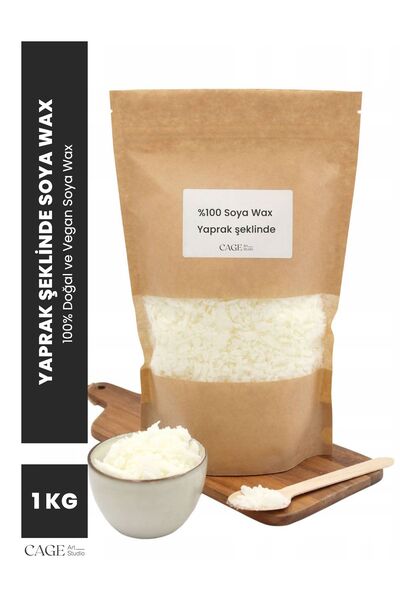 Cageartstudio 100% Doğa Golden Soya Wax, Flake Yaprak Şeklinde Organik Soya Wax 1 Kg -Mum Yapma Malzemesi