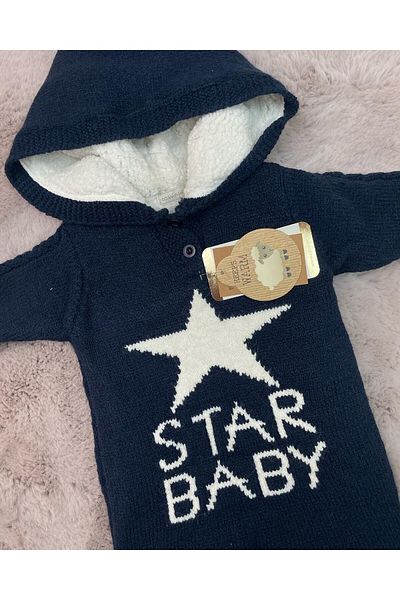 Cassiopeia Star Baby Knitwear Jumpsuit Navy Blue