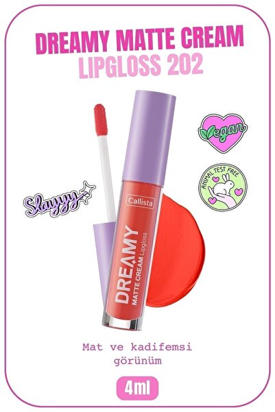 Callista Dreamy Matte Cream Lipgloss Mat Görünümlü Dudak Parlatıcısı - 202 Su...