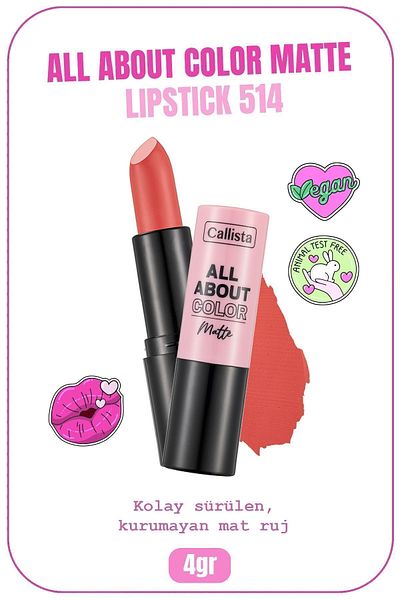 Callista 514 Sunset Bliss - Pink Matte Moisturizing Lipstick
