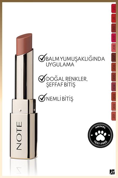NOTE Iconic Sheer Lipstick Moisturizing Bright Lipstick 202 Soulmate -nude