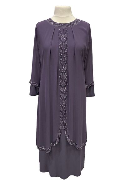 Giyinen Mağazaları Lilac Saadet Elegant Stone Embroidered Plus Size Mother's Evening Dress