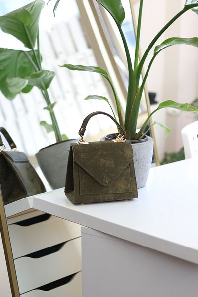 Moom Bag Geantă de umăr pentru femei, kaki, cu textura antică, cu curea