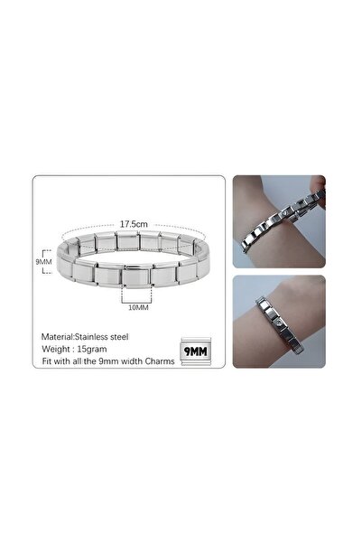 HAjewelry Çelik Kişiselleştirilebilir Italyan Charm Bileklik - Paslanmaz Çelik