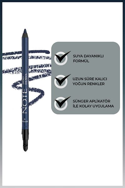 NOTE Waterproof Smokey Eye Pencil - with Applicator, Navy Blue - 02 Deep Blue