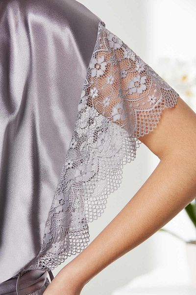 Pierre Cardin Satin Lace Nightgown and Dressing Gown Set - 4438