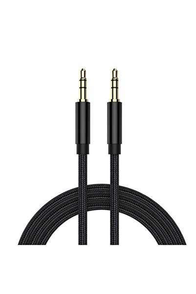 Genel Markalar Aux To Aux 3.5mm Jack Girişli Örgü Ses Aktarım Kablosu Telefon...