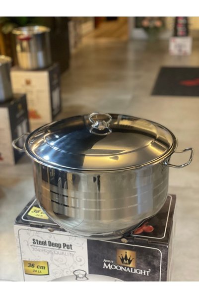 ERENA ÇELİK TENCERE A Quality - Aykut Metal / Ashura Pot 19 Lt. 36 cm Deep Pot with Steel Lid