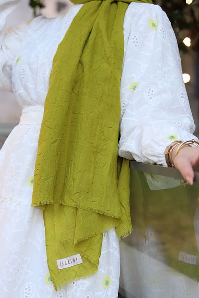 shalby Bamboo Crash Shawl Hijab Oil Green