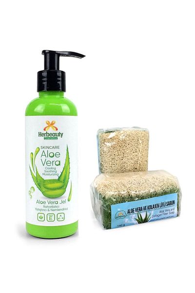 Herbeauty Aloe Vera Gel and Natural Pumpkin Fiber Collagen Soap