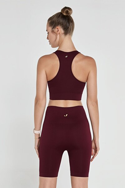 Jerf Gela Çift Katlı Kompress Sport Bra Bordo