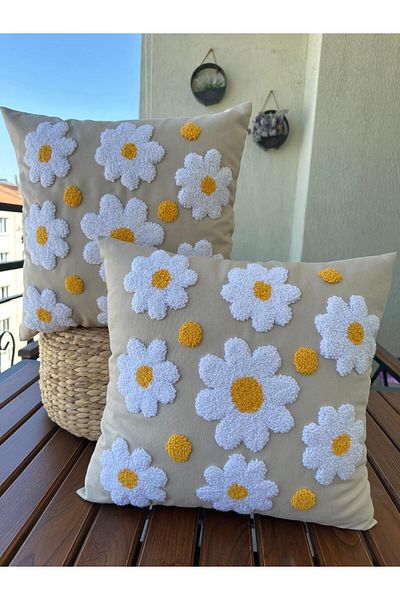 punchatolyem Stone Color Panch Punch Daisy Model Handmade - 100% Handmade Set of 2