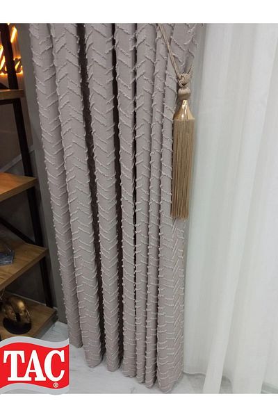 Taç New Season Dreamer - Linen Background Curtain Suitable for All Rooms, Floor Bearded - Beige