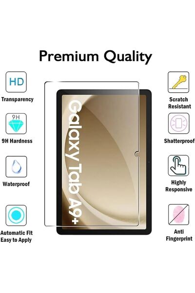 TEKNETSTORE Samsung Galaxy Tab A9+ Plus 11 Inç Nano Kırılmaz Ekran Koruyucu Şeffaf Cam Tam Uyumlu Sm-x210