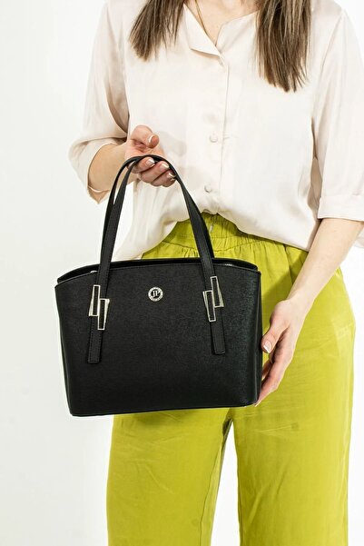 Just Polo Women's Black Large Size 5 Compartment Shoulder Bag235013MH