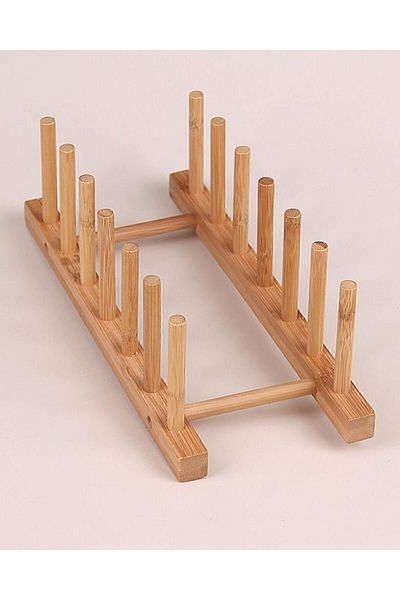 Acassia Home Bamboo Wooden Plate Stand 6 Pieces
