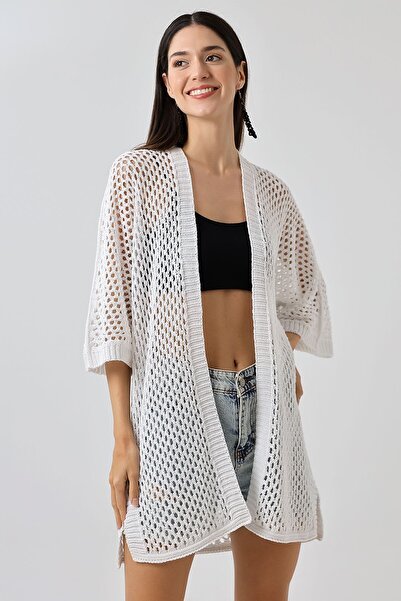 Devinka Γυναικεία Ζακέτα Άνετη Εφαρμογή Oversize Λευκή