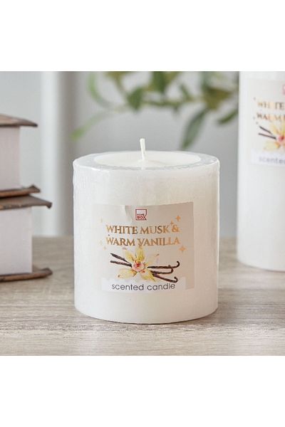 Home Box Qara Vanilla Pillar Candle - 6.8x7 cm
