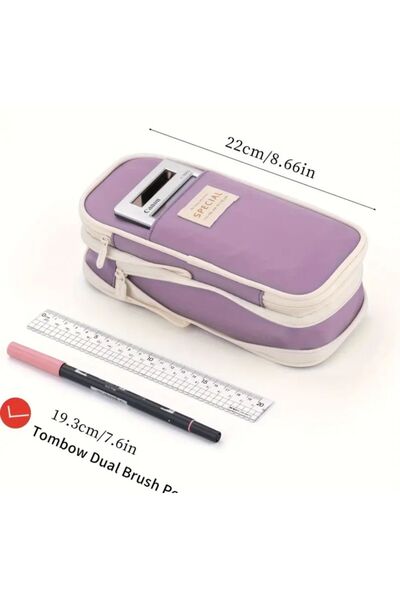 SYNOPE Geniş Büyük Kapasiteli Çok Bölmeli Gözlü Fonksiyonlu Kalemlik Kalemlik Kalem Makyaj Çantası Kutusu