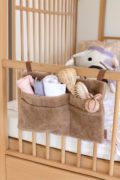 HAMUR Practical Hanging Organizer Baby Stroller Crib Edge Wellsoft Organizer Beige