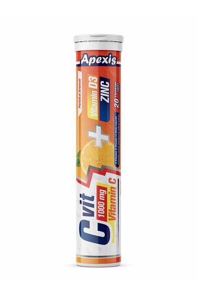Apexis Vit C 1000 Mg D3 Zinc - 20 Effervescent Tablets