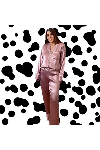 Serbella Pink Satin Long Sleeve Pajama Set