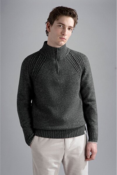 PAUL&SHARK MEN'S ZIPPED PULLOVER C.W. WOOL