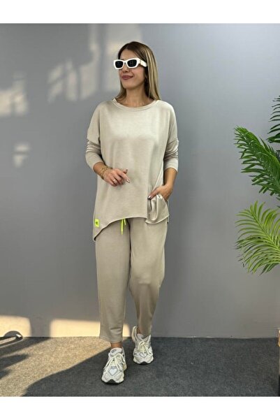 JANES Viscose Cotton Fabric - Women's Double Set with Crest Detail