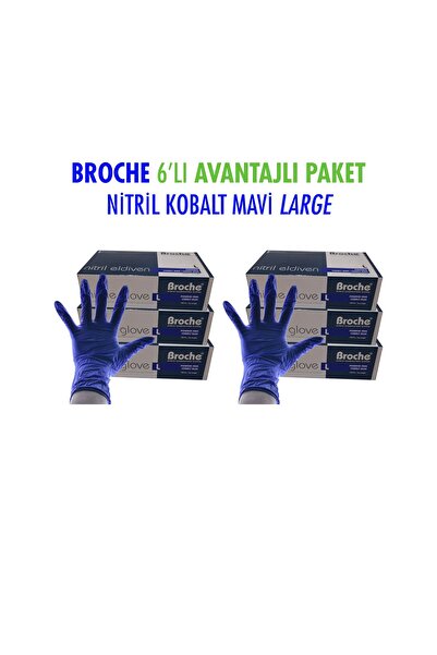 Broche KOBALT MAVİ NİTRİL ELDİVEN LARGE 6LI AVANTAJLI PAKET