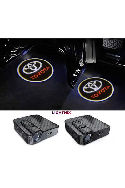 LIGHTNIX Toyota Araçlar İçin Pilli Yapıştırmalı Fotoselli Kapı Altı LED Logo ...