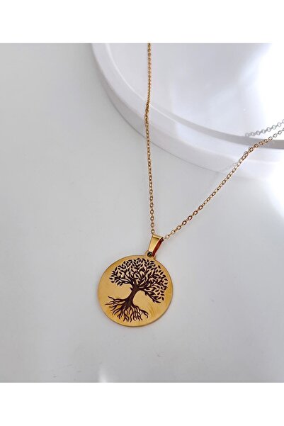 Alışveriş Bekçisi قلادة لوحة فولاذية مع رمز شجرة الحياة - شجرة الحياة
